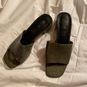 Mi.im Leather Faux Croc Heeled Sandals